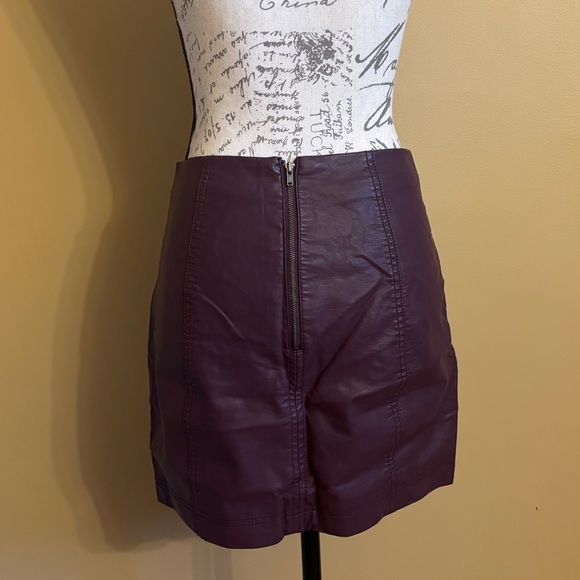 Free People Modern Femme Plum Purple Vegan Leather Mini Skirt - Picture 3 of 6